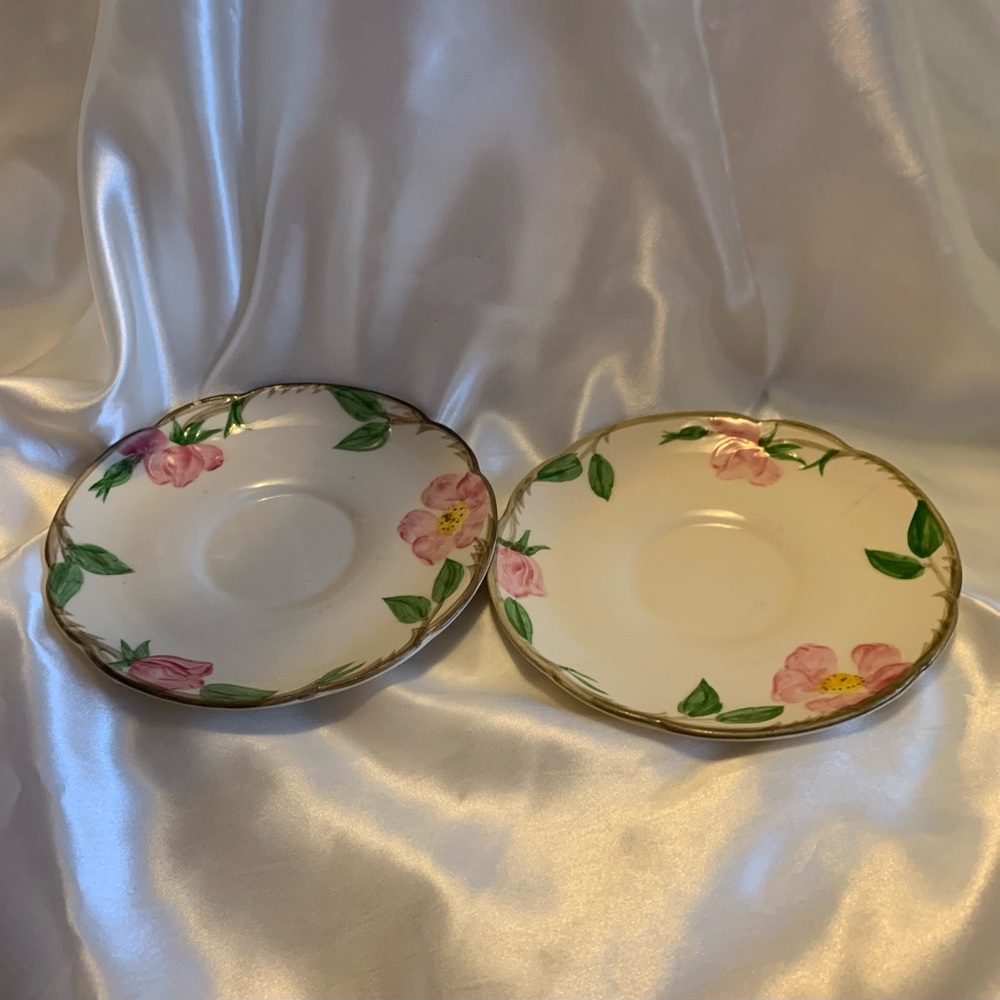 2 Vintage Franciscan Ware Desert Rose Coffee Tea Saucers Replacements California